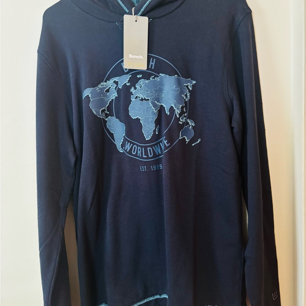 Bench 🇬🇧 Men's Dark Blue Graphic Sweater Hoodie
